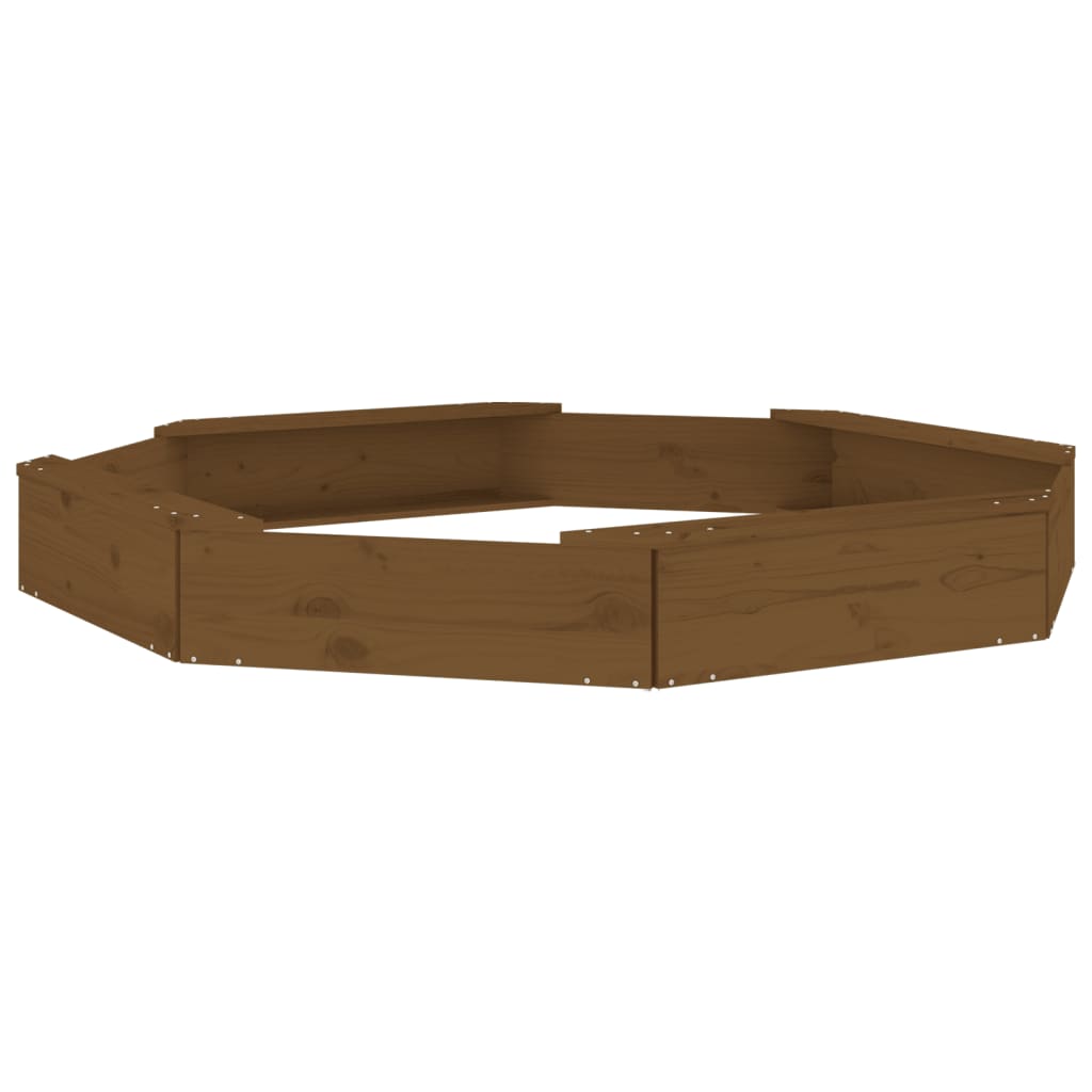 Sandpit with seats, honey, solid pine, octagonal