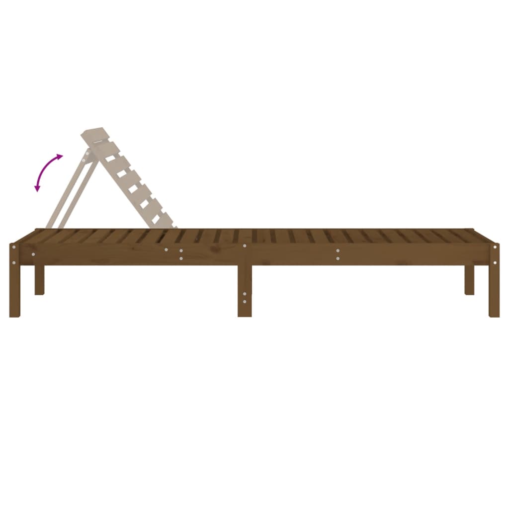 Sun lounger, honey brown, 199.5x60x74cm, solid pine