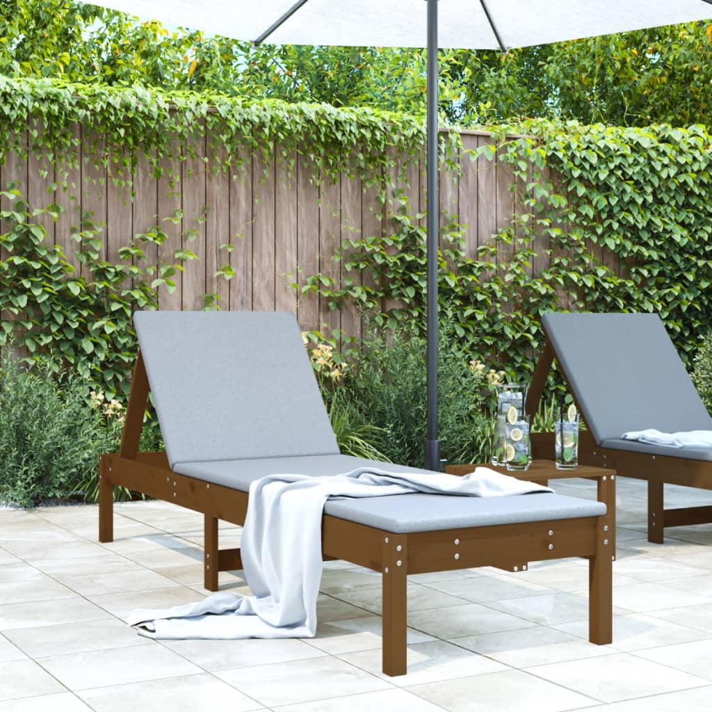 Sun lounger, honey brown, 199.5x60x74cm, solid pine