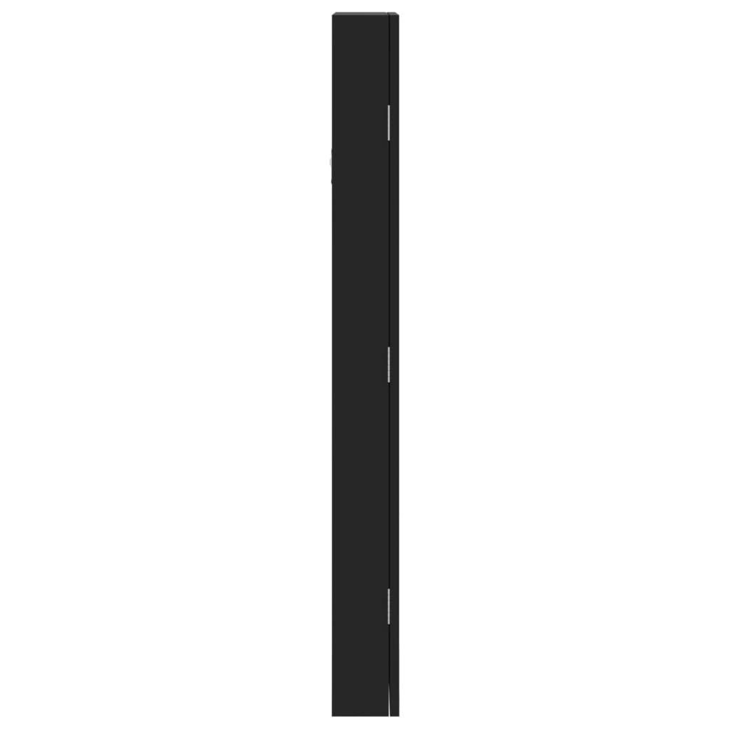 Wall-mounted mirrored jewellery cabinet, black, 30x8.5x90cm