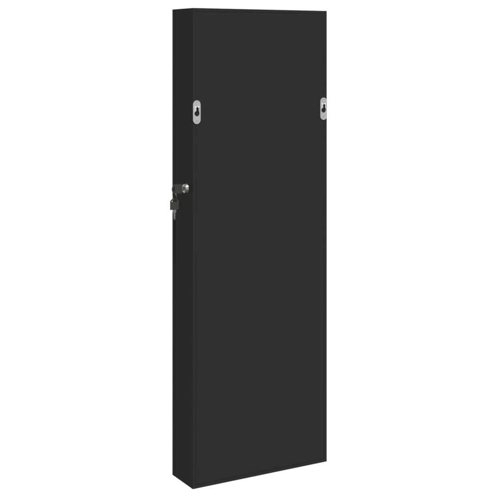 Wall-mounted mirrored jewellery cabinet, black, 30x8.5x90cm