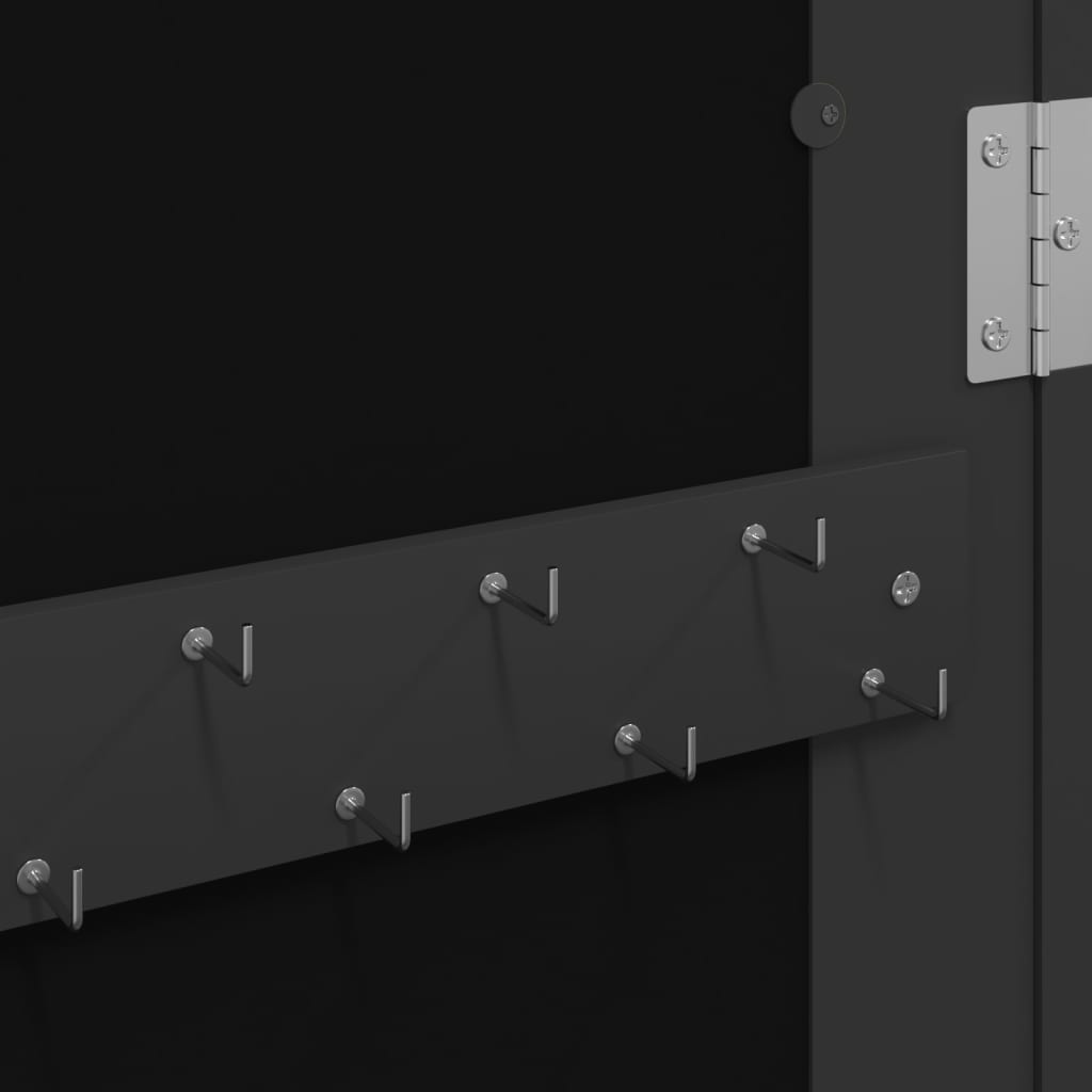 Wall-mounted mirrored jewellery cabinet, black, 30x8.5x90cm