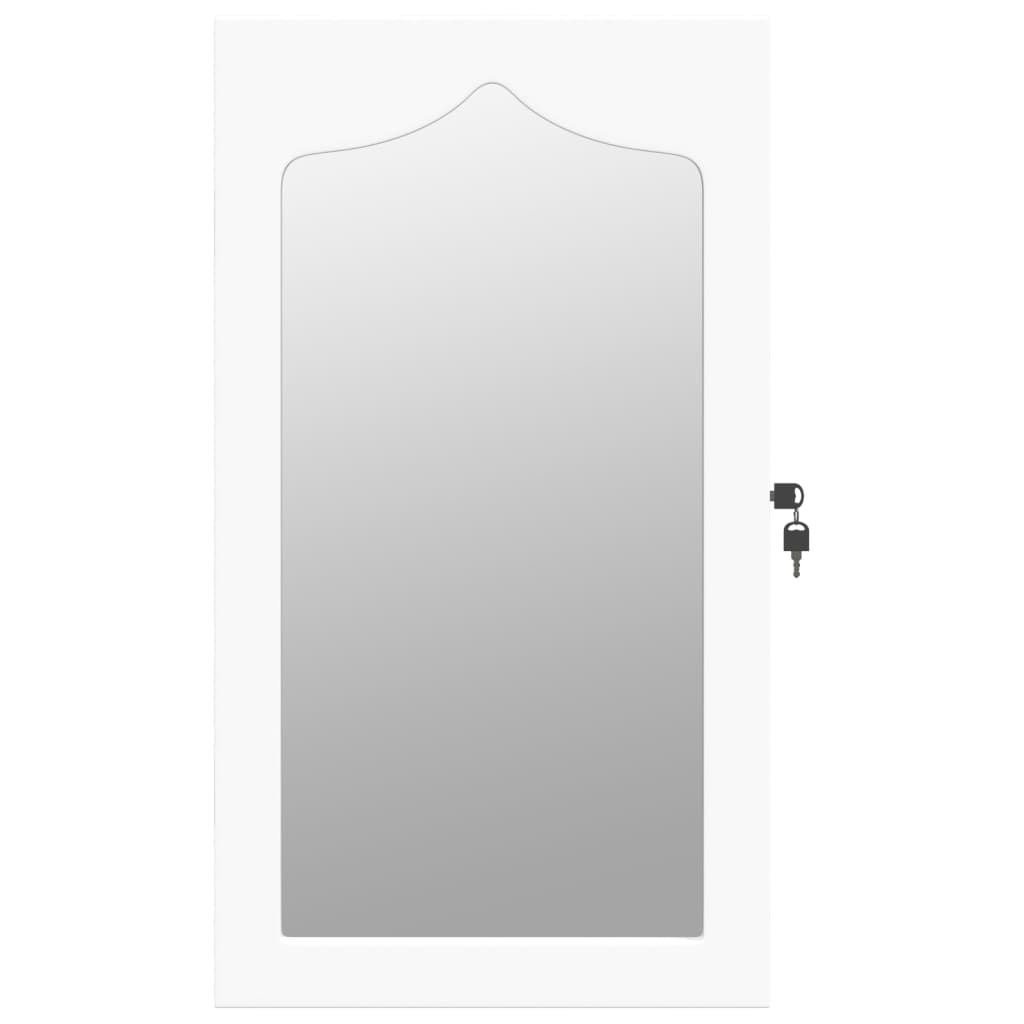 Spoguļa juvelierizstrādājumu skapītis, balts, 37,5x10x67cm, piestiprināms pie sienas