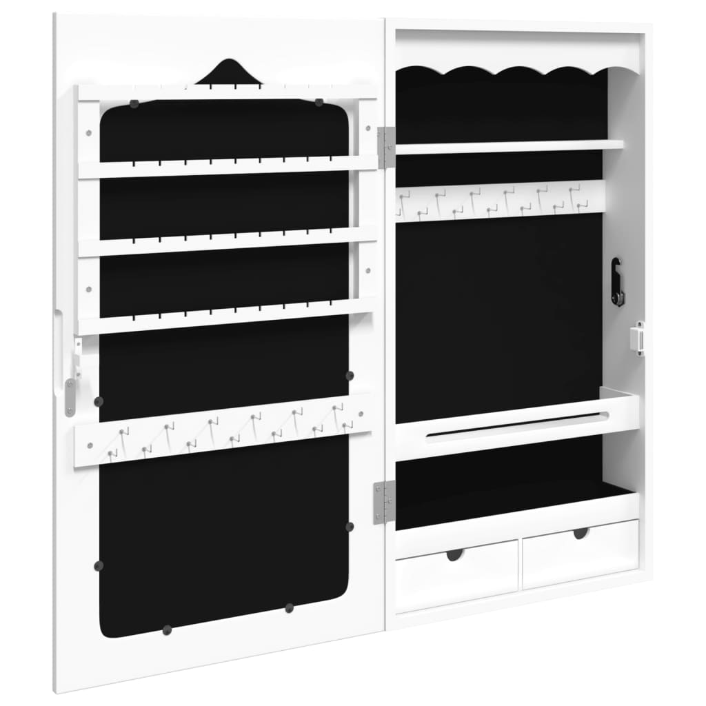 Spoguļa juvelierizstrādājumu skapītis, balts, 37,5x10x67cm, piestiprināms pie sienas