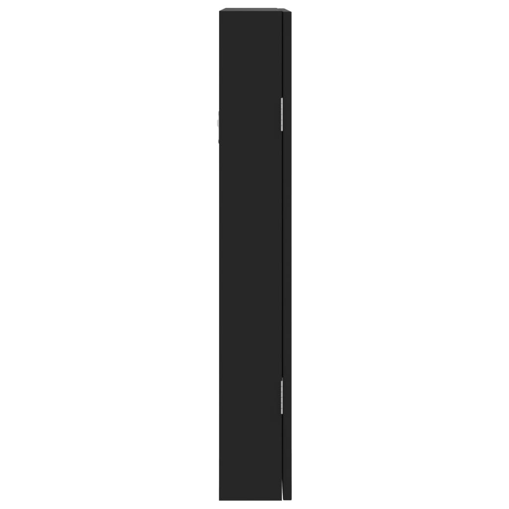 Wall-mounted mirrored jewelry cabinet, black, 37.5x10x67cm