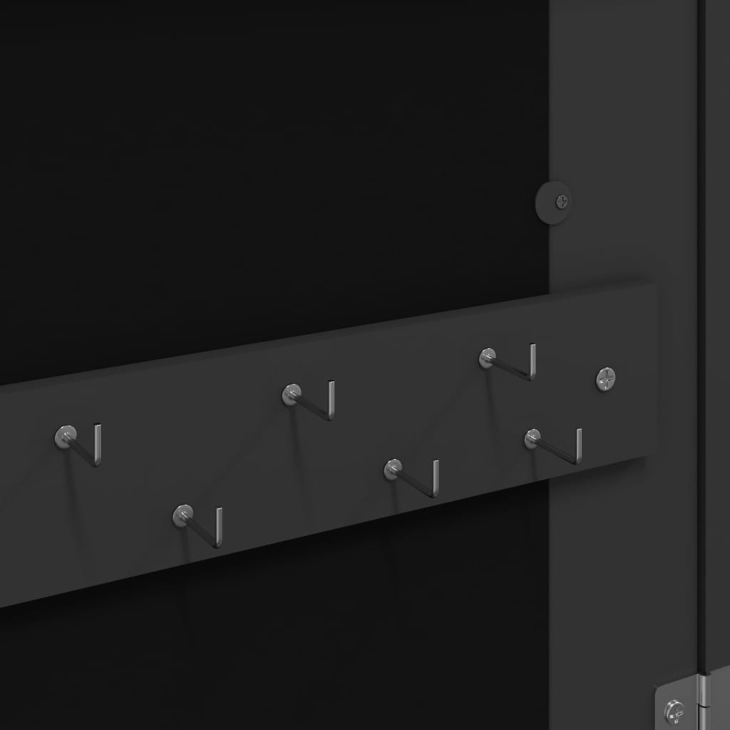 Wall-mounted mirrored jewelry cabinet, black, 37.5x10x67cm