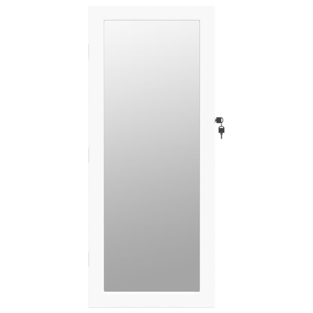 Mirrored jewelry cabinet with LED lighting, white