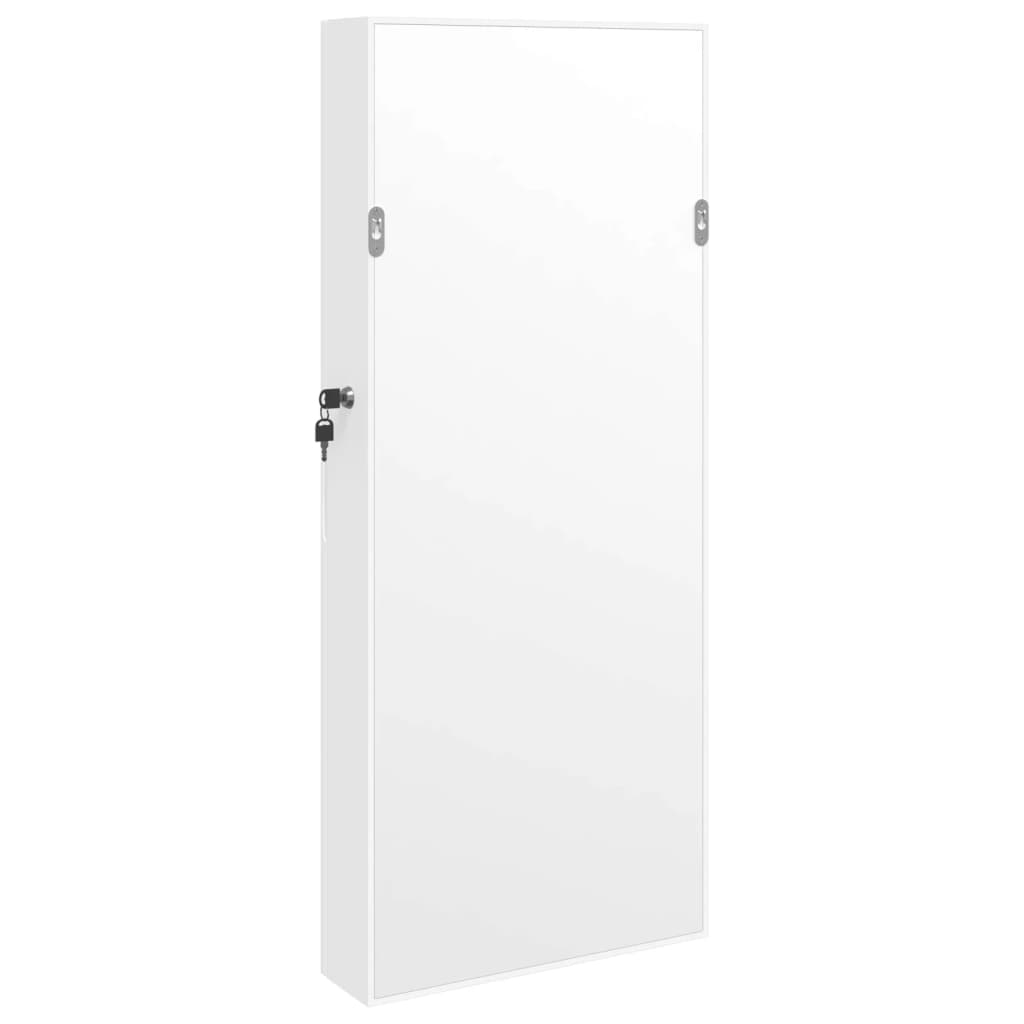 Mirrored jewelry cabinet with LED lighting, white