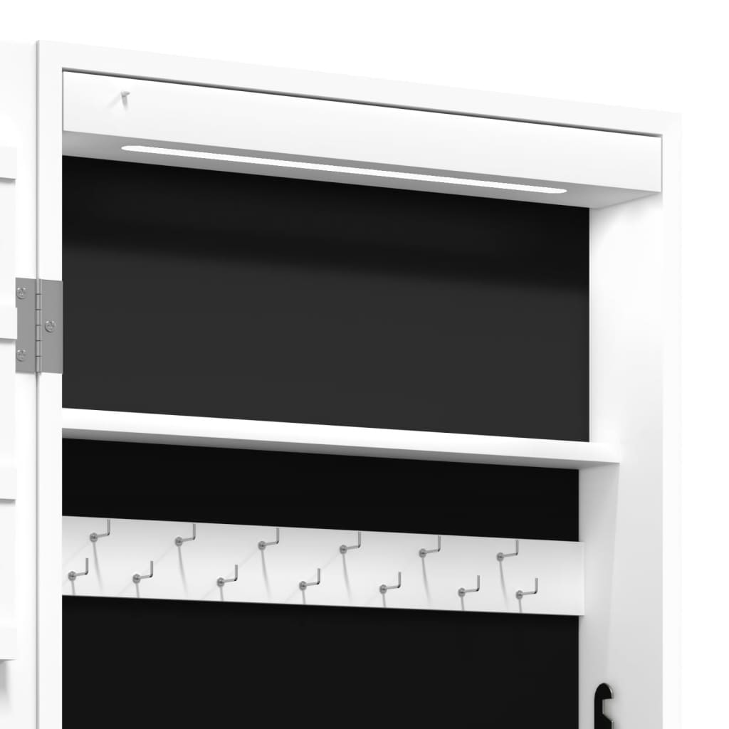 Mirrored jewelry cabinet with LED lighting, white