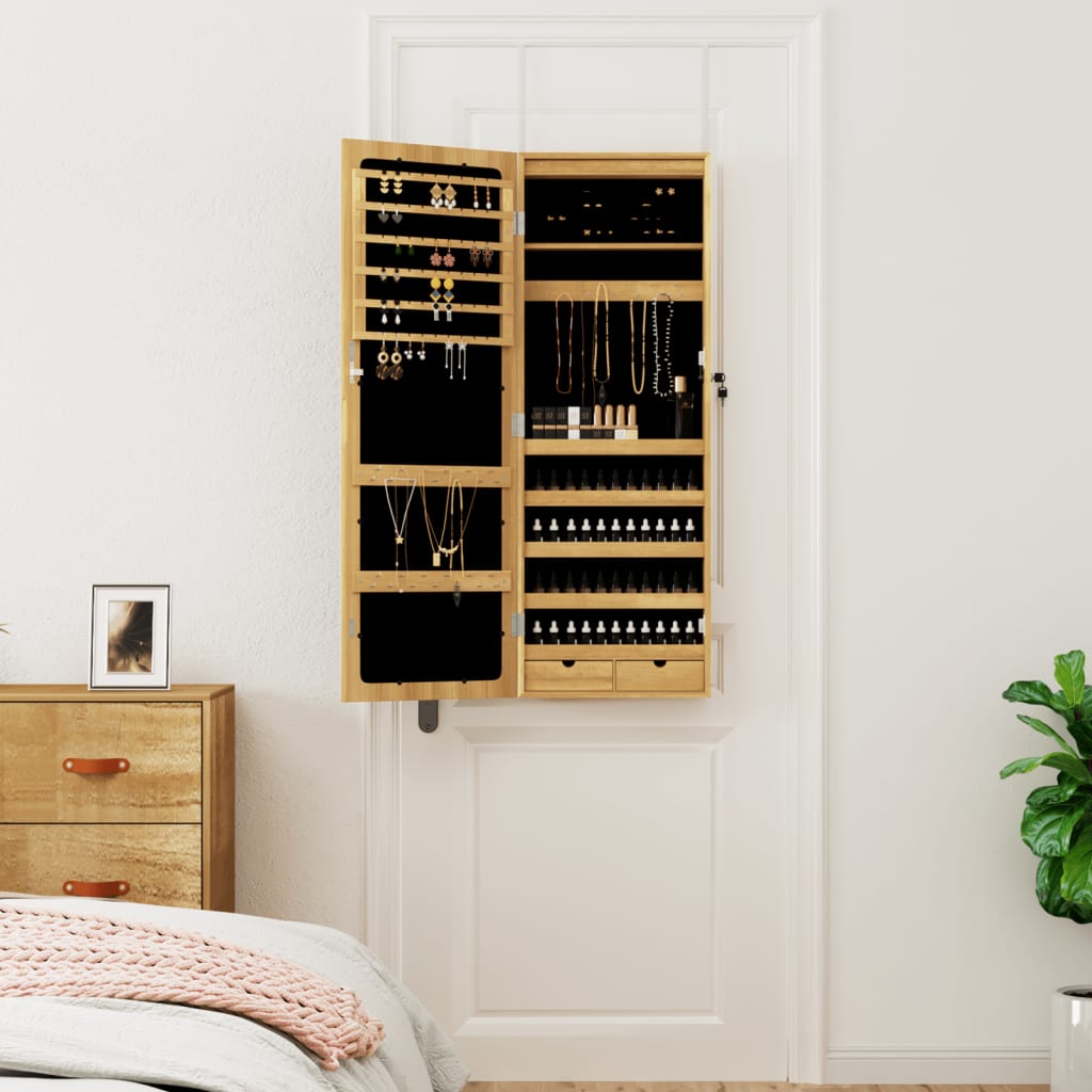 Mirrored jewelry cabinet with LED lighting