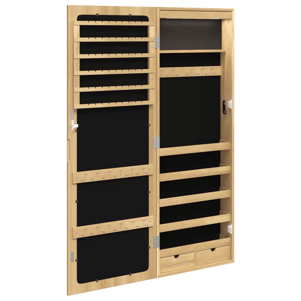 Mirrored jewelry cabinet with LED lighting