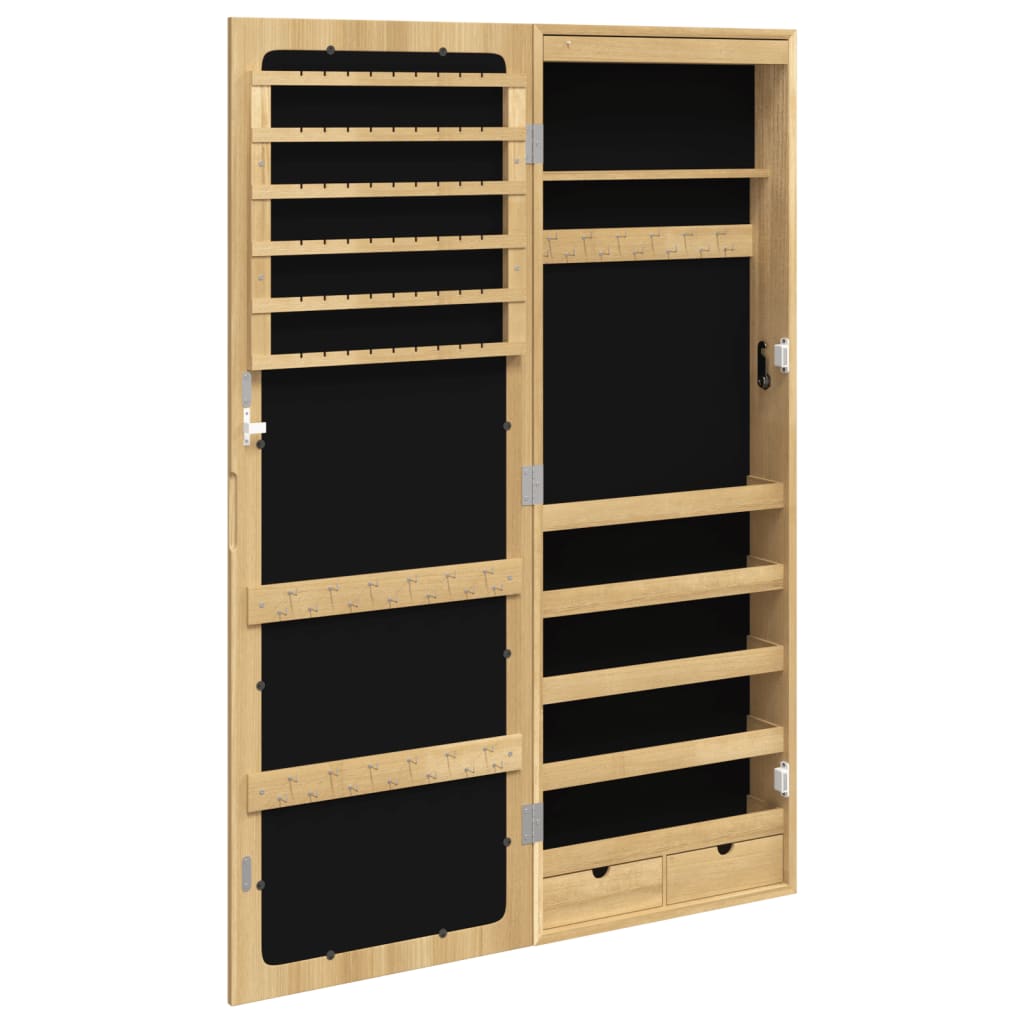 Mirrored jewelry cabinet with LED lighting