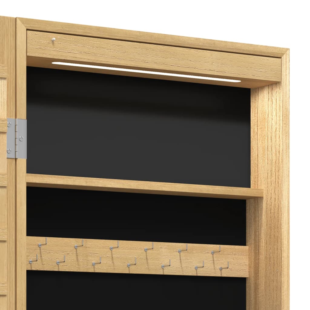Mirrored jewelry cabinet with LED lighting