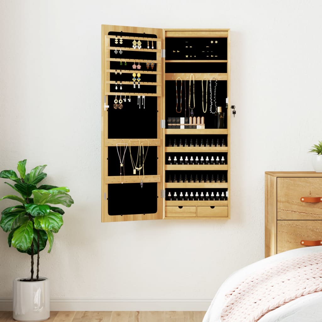 Mirrored jewelry cabinet with LED lighting