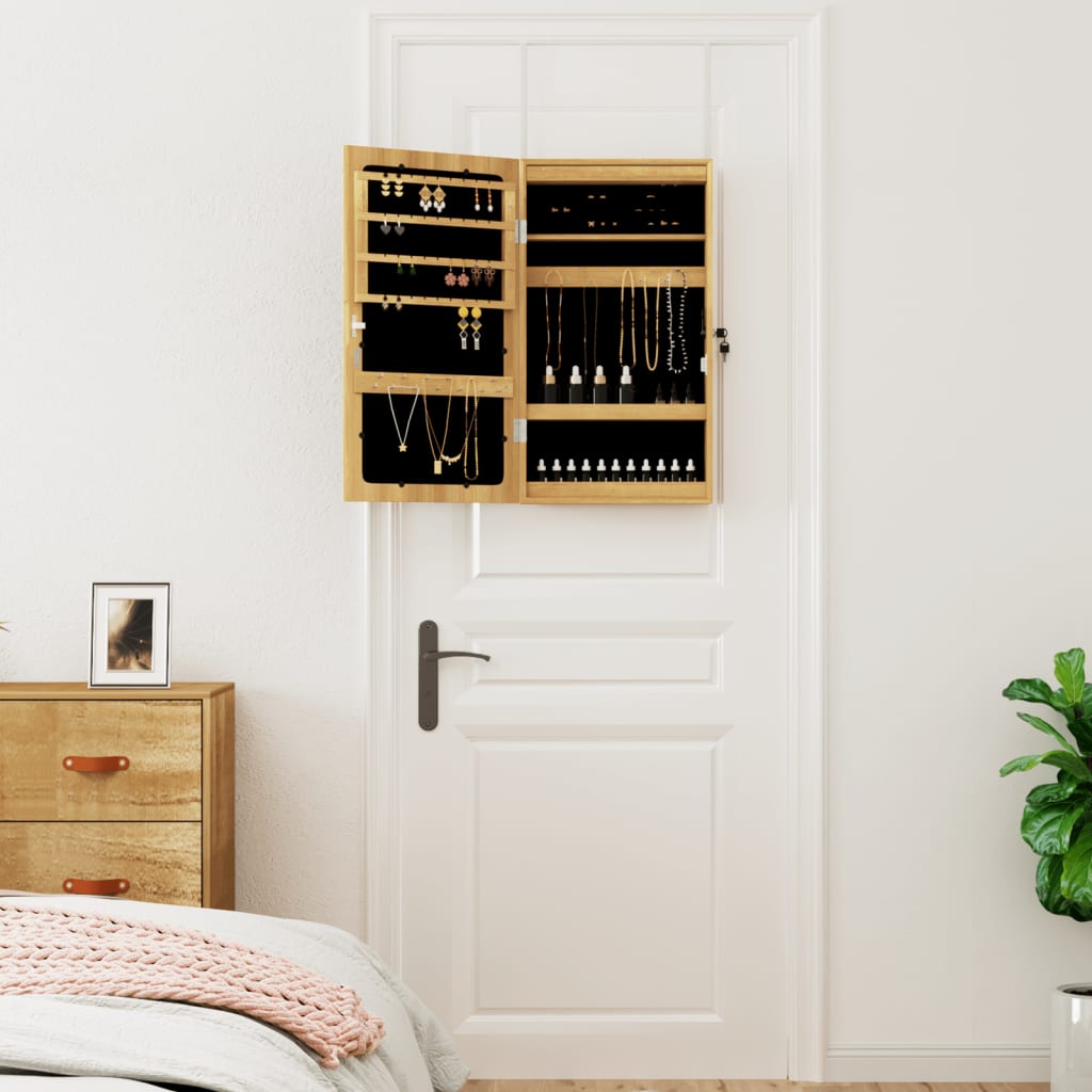 Mirrored jewelry cabinet with LED lighting