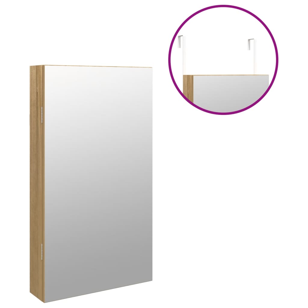 Mirrored jewelry cabinet with LED lighting