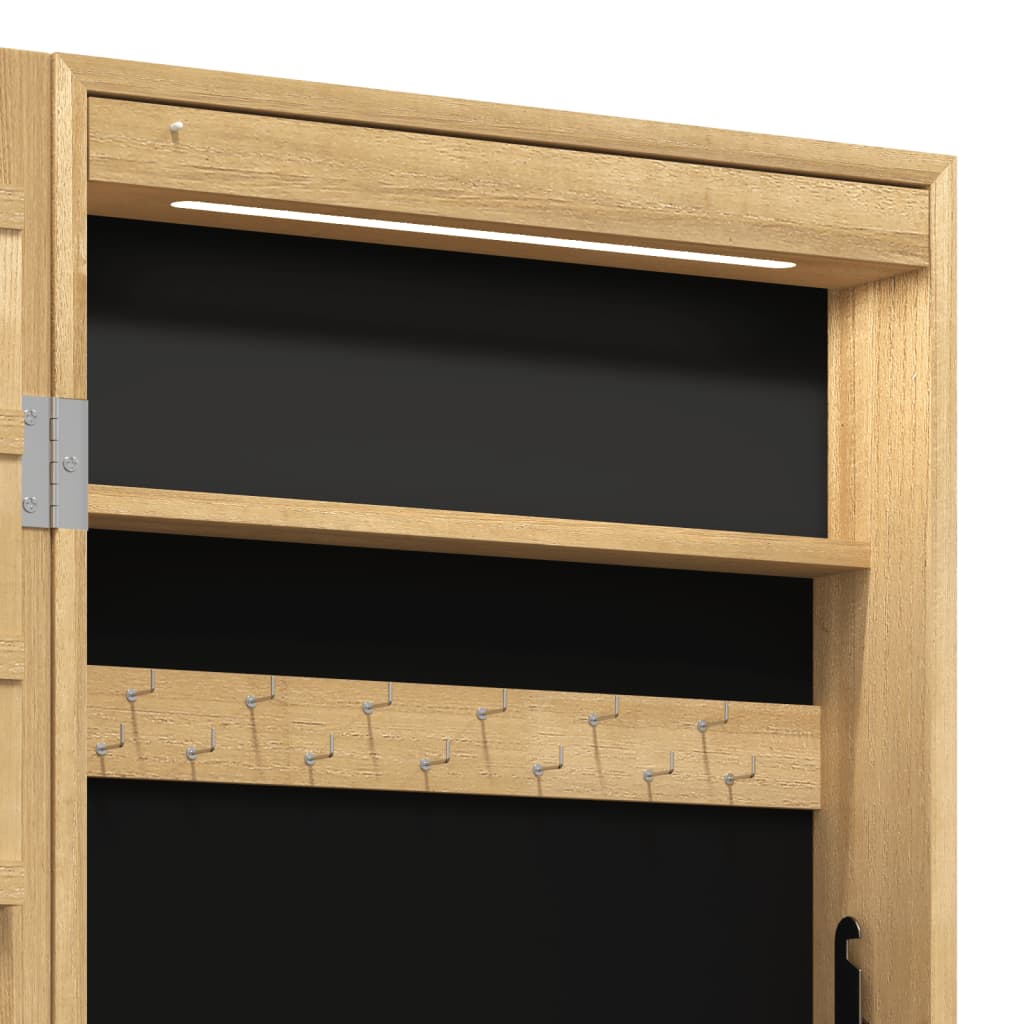 Mirrored jewelry cabinet with LED lighting