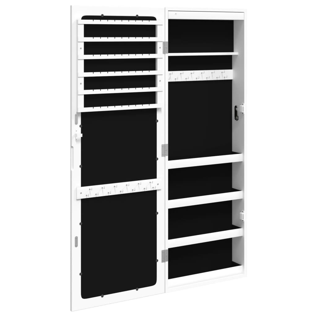 Mirrored jewelry cabinet with LED lighting, white