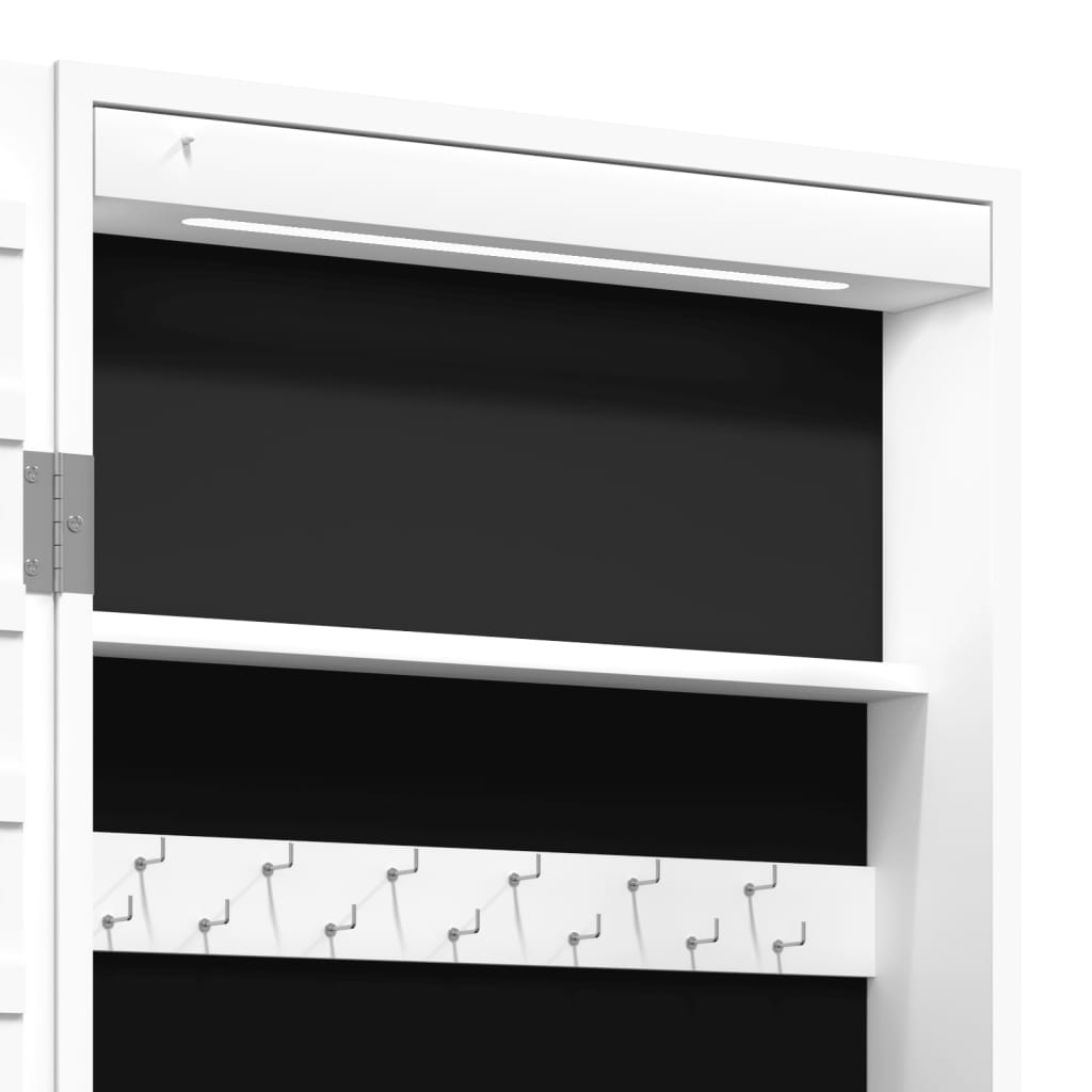 Mirrored jewelry cabinet with LED lighting, white