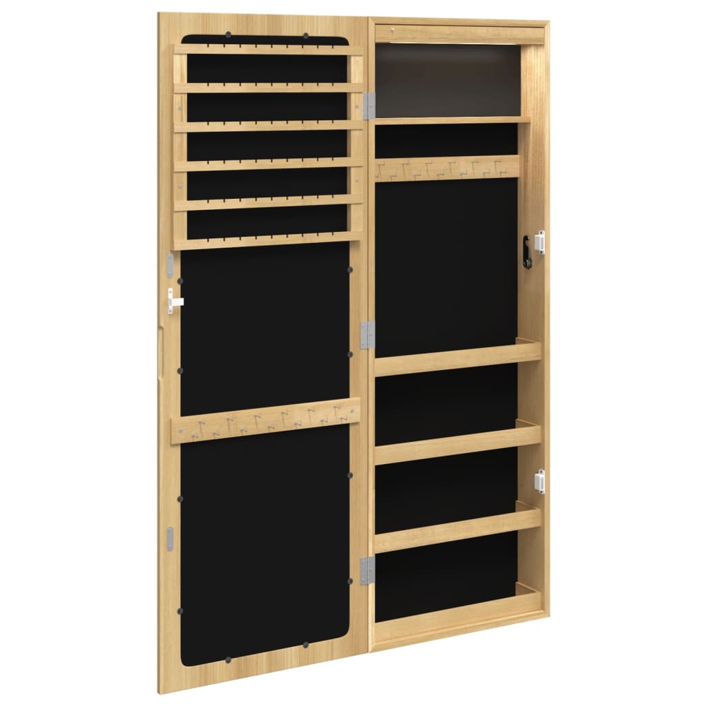 Mirrored jewelry cabinet with LED lighting