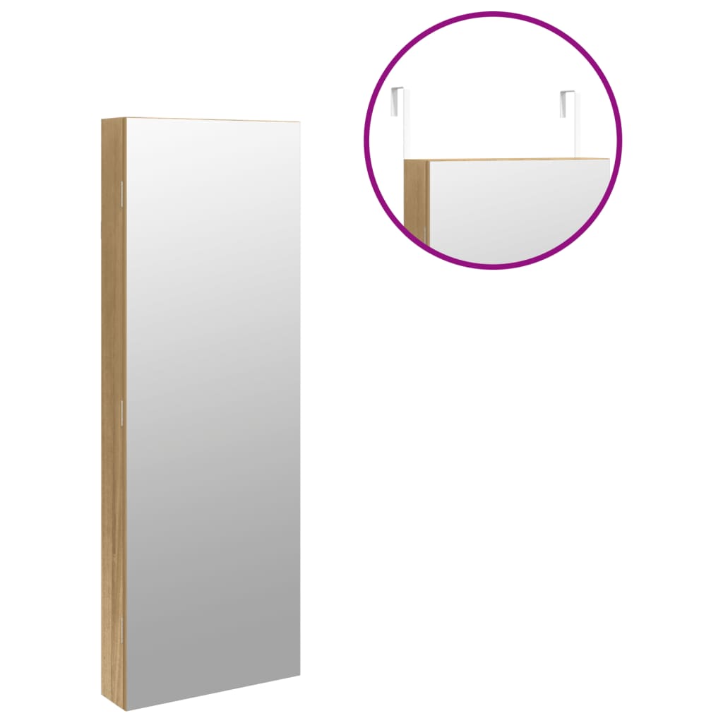 Mirrored jewelry cabinet with LED lighting