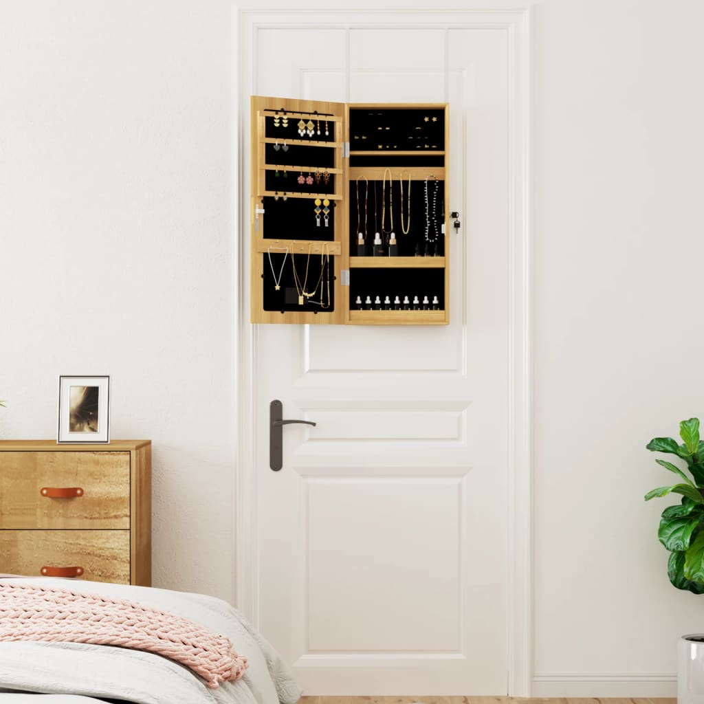 Mirrored jewelry cabinet with LED lighting