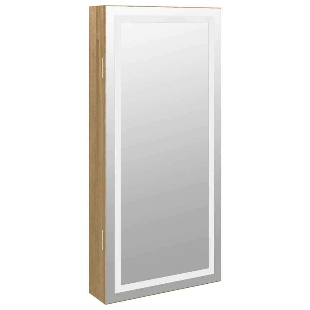 Mirrored jewelry cabinet with LED lighting