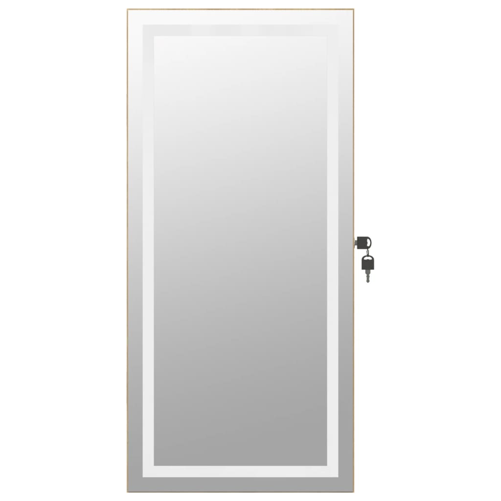 Mirrored jewelry cabinet with LED lighting