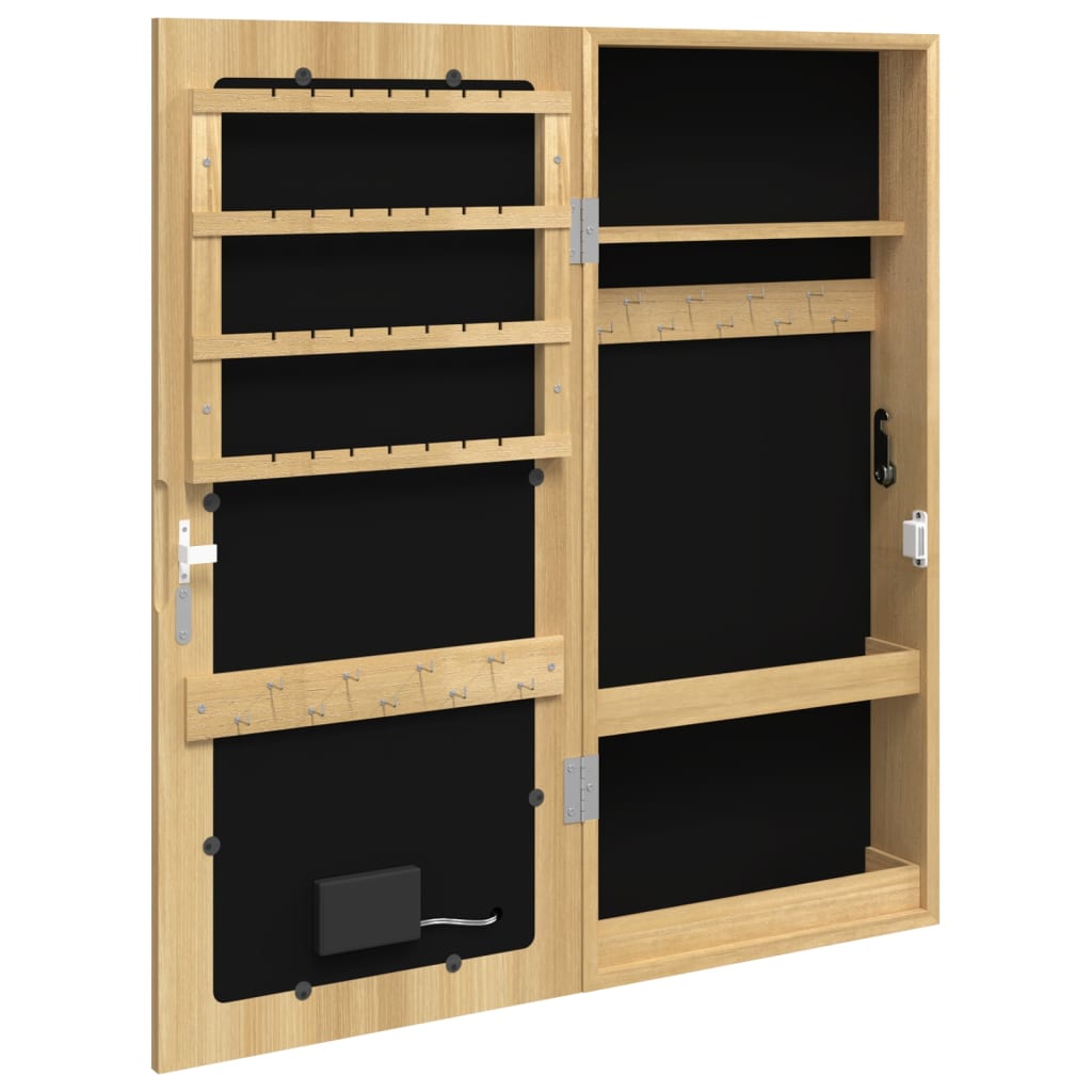 Mirrored jewelry cabinet with LED lighting