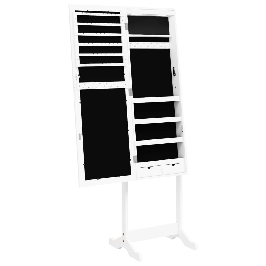 LED spogulis ar rotaslietu skapi, balts, brīvi stāvošs