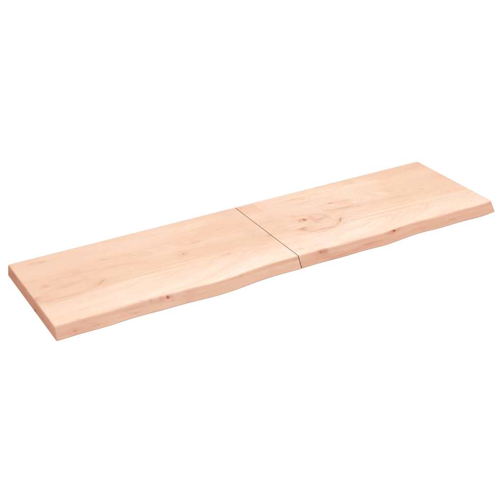 Wall shelf, 220x60x(2–6)cm, untreated solid oak