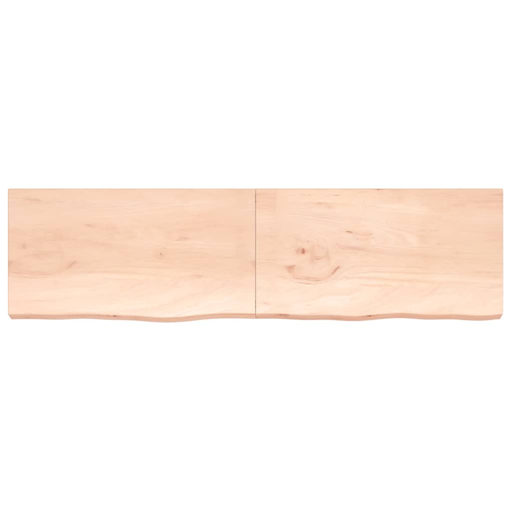 Wall shelf, 220x60x(2–6)cm, untreated solid oak