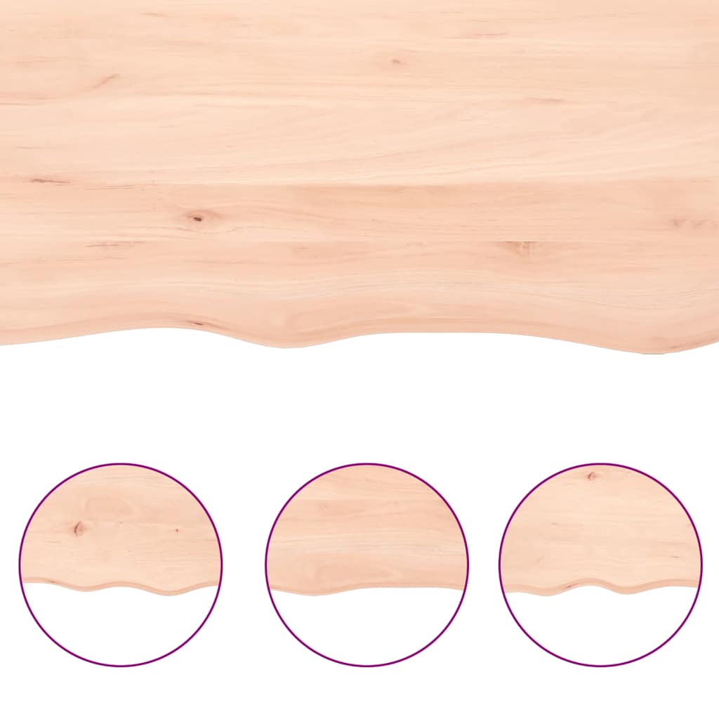 Wall shelf, 220x60x(2–6)cm, untreated solid oak