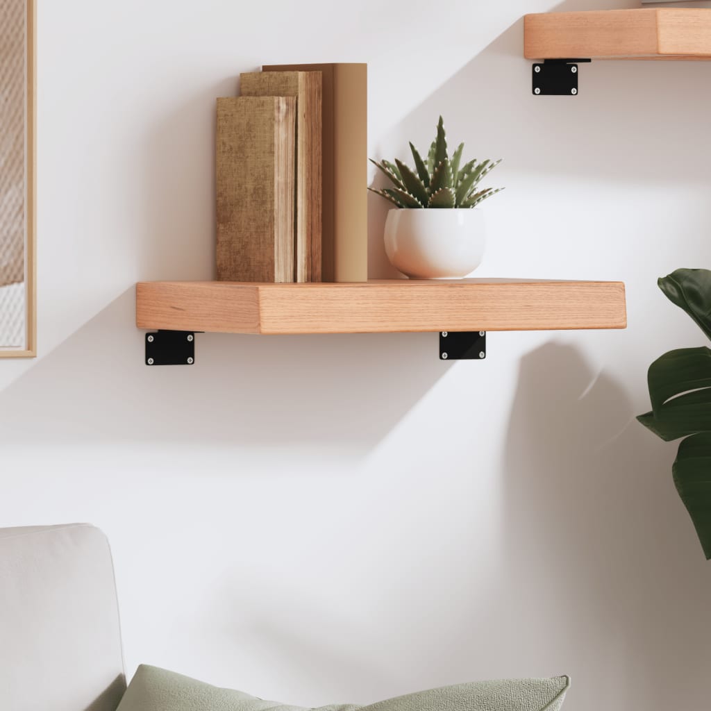 Wall shelf, light brown, 40x30x(2–6)cm, solid oak