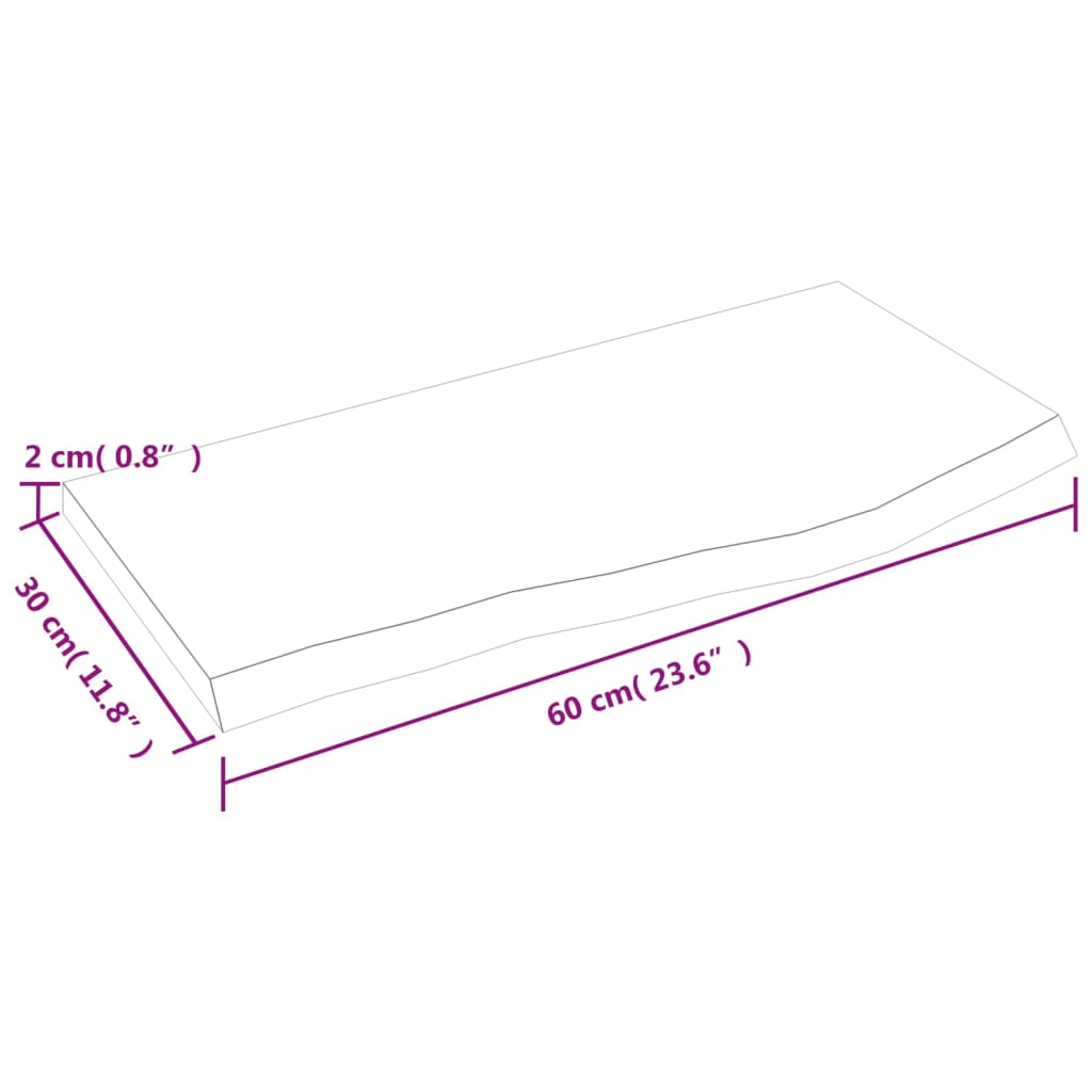 Wall shelf, light brown, 60x30x2 cm, solid oak