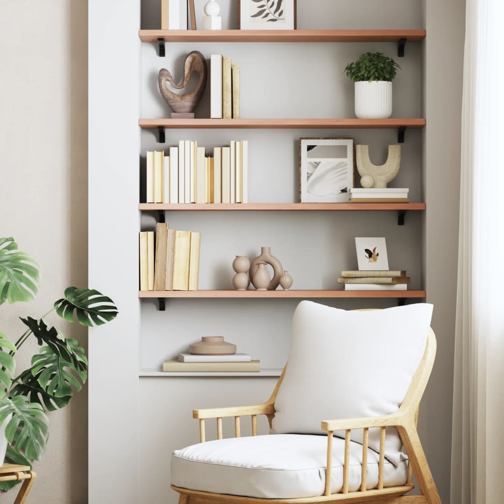 Wall shelf, light brown, 80x20x2cm, solid oak