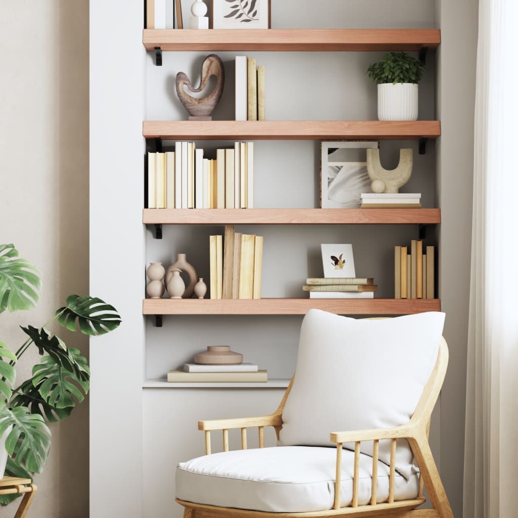 Wall shelf, light brown, 80x30x(2-6) cm, solid oak