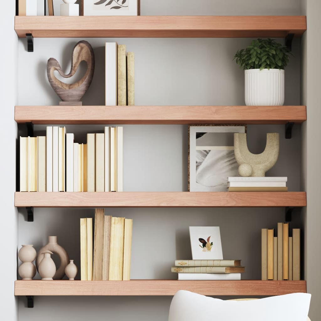 Wall shelf, light brown, 80x30x(2-6) cm, solid oak