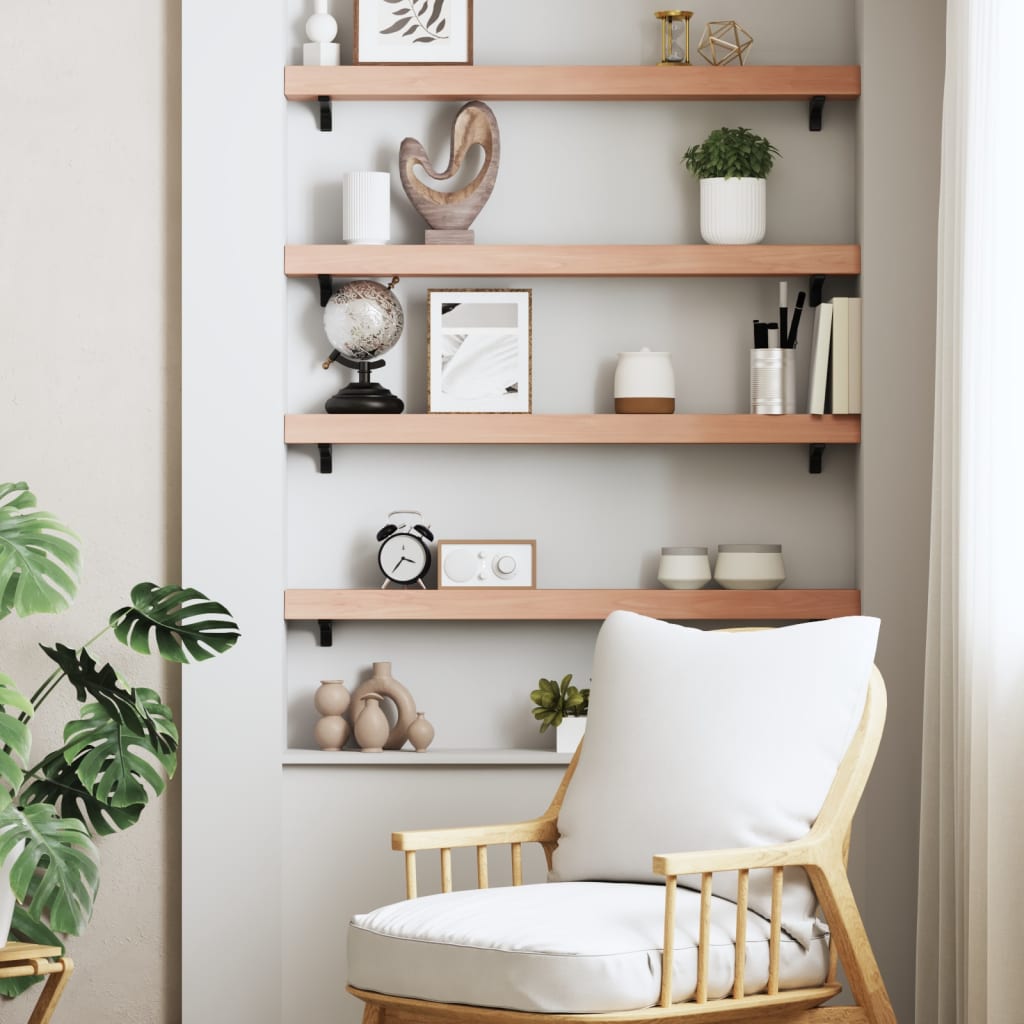 Wall shelf, light brown, 100x10x6cm, solid oak