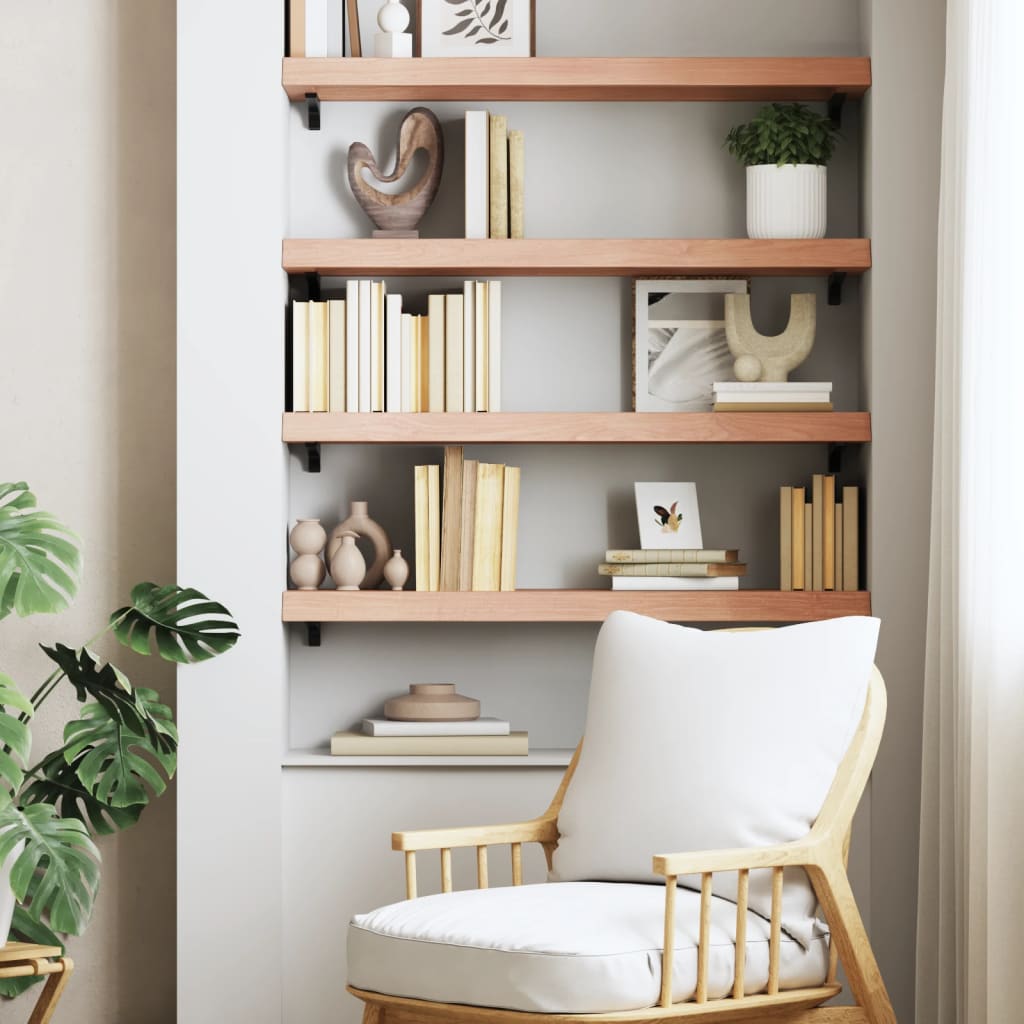 Wall shelf, light brown, 100x30x(2-6) cm, solid oak