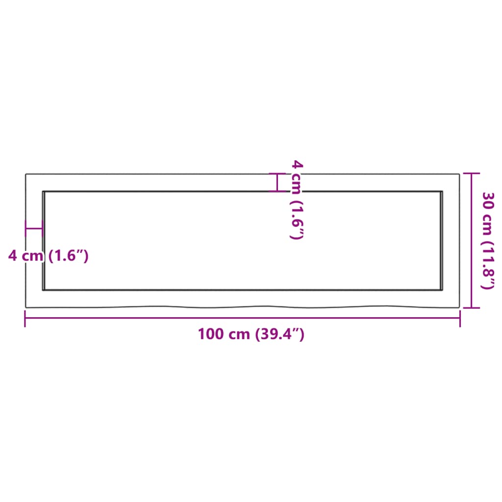 Wall shelf, light brown, 100x30x(2-6) cm, solid oak