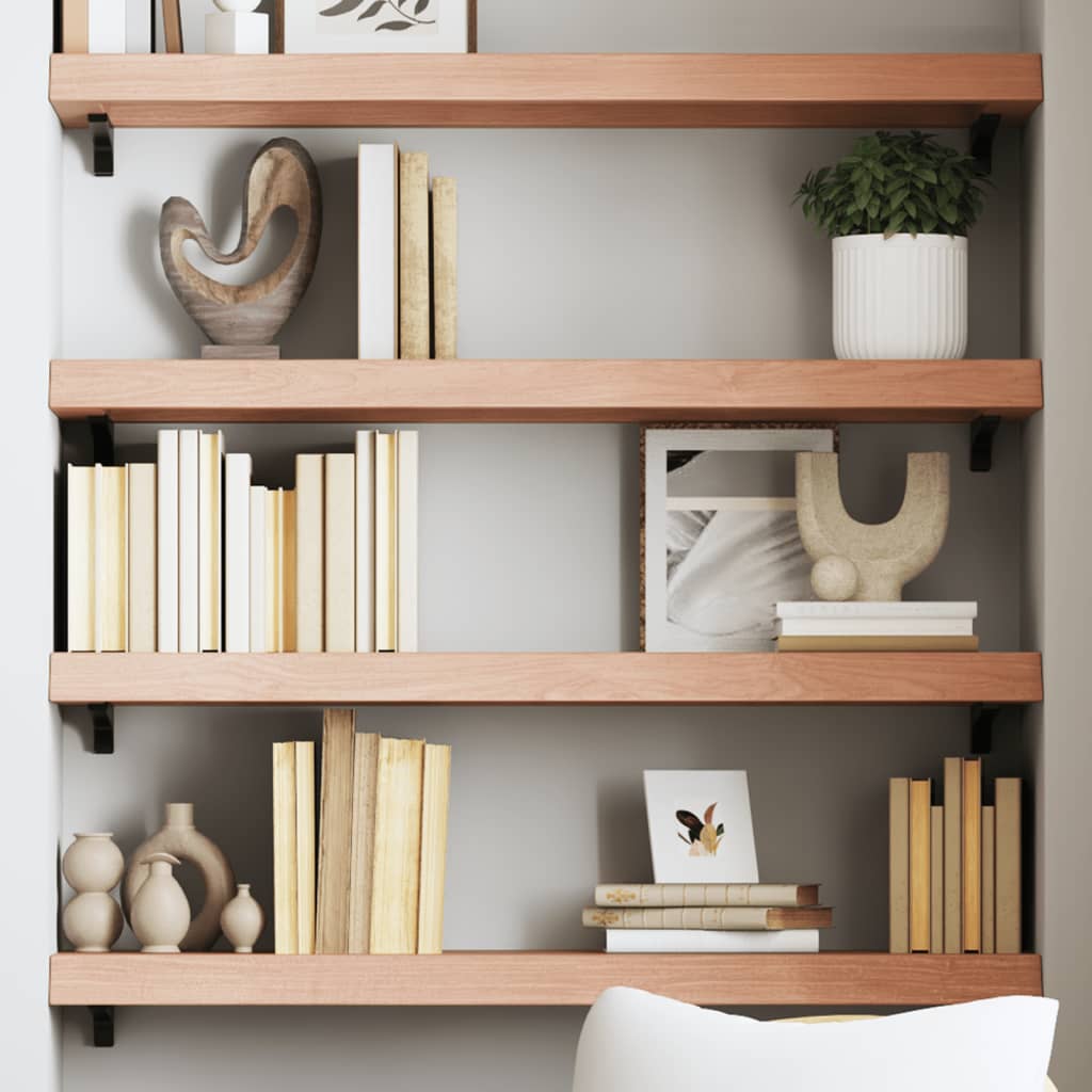 Wall shelf, light brown, 100x30x(2-6) cm, solid oak