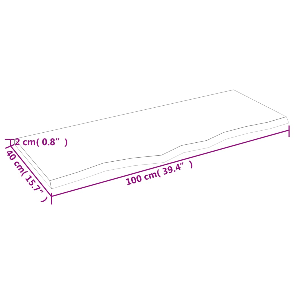 Wall shelf, light brown, 100x40x2cm, solid oak