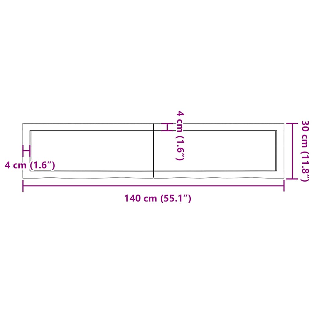 Wall shelf, light brown, 140x30x(2-4) cm, solid oak