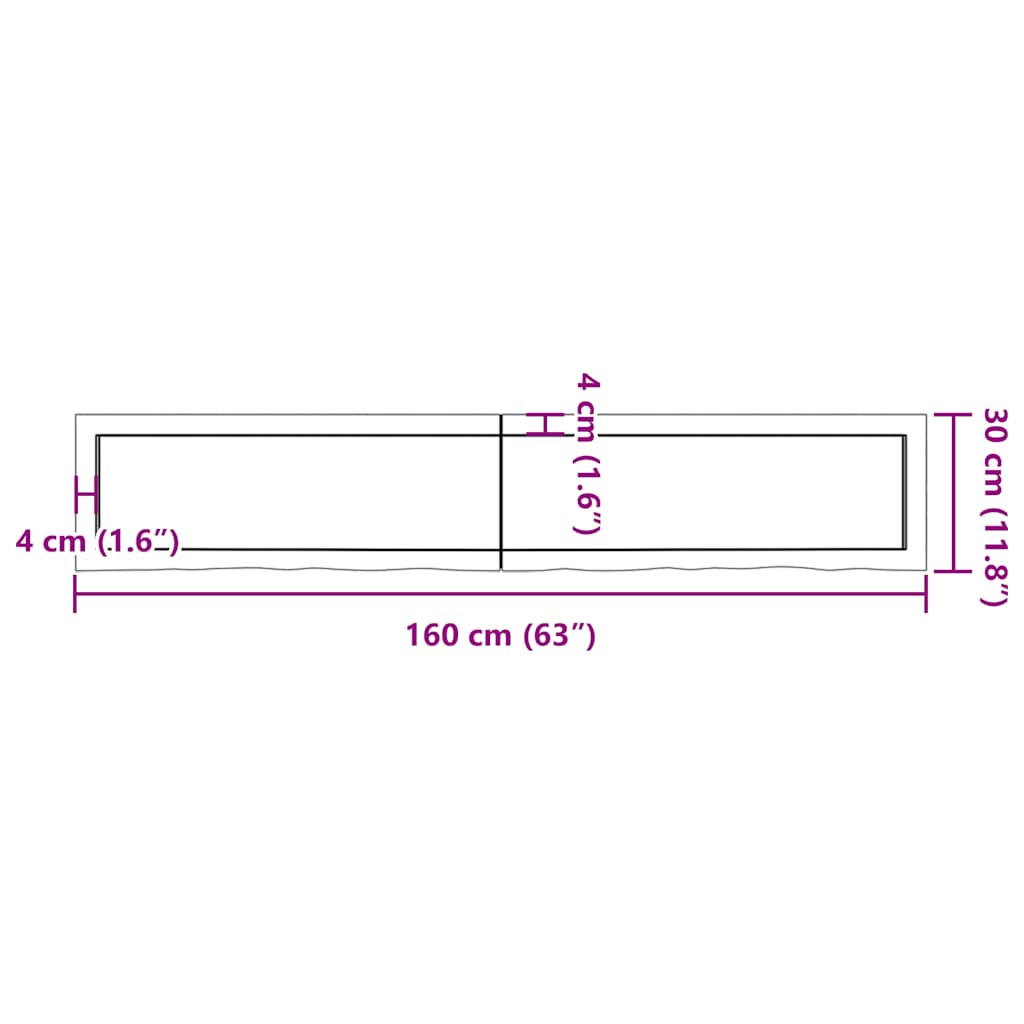 Wall shelf, light brown, 160x30x(2-4) cm, solid oak
