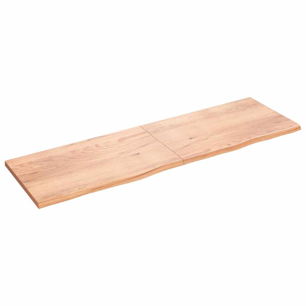 Wall shelf, light brown, 200x60x(2-4) cm, solid oak