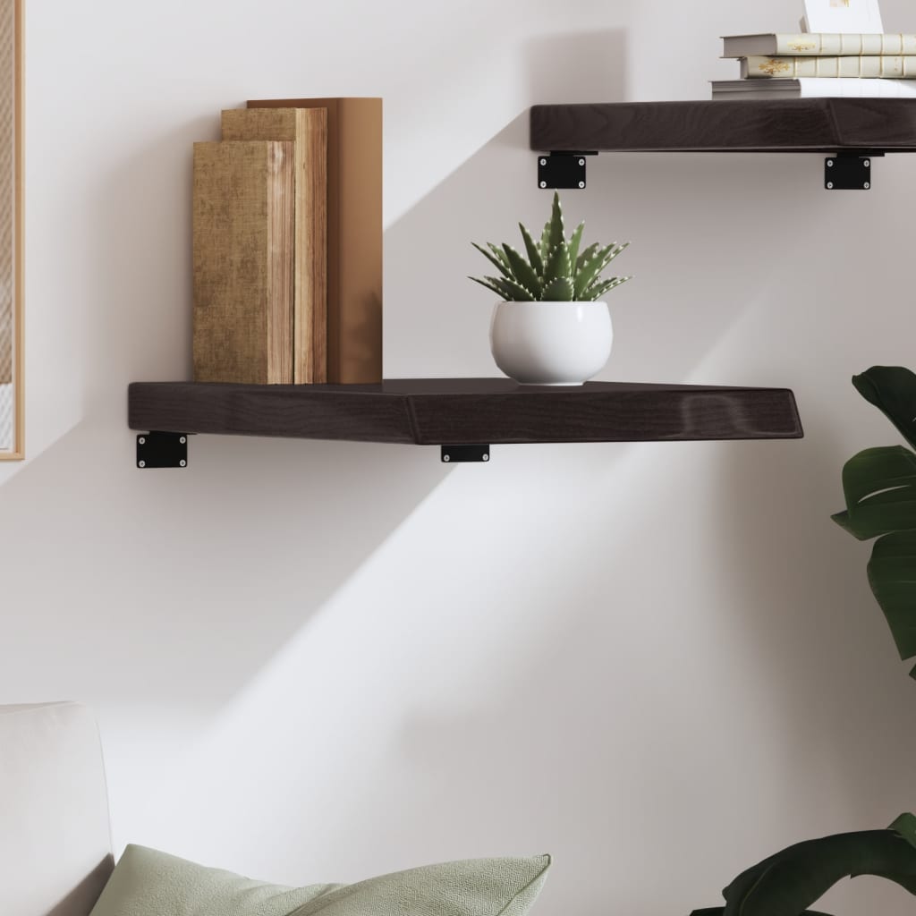 Wall shelf, dark brown, 40x60x(2–6)cm, solid oak