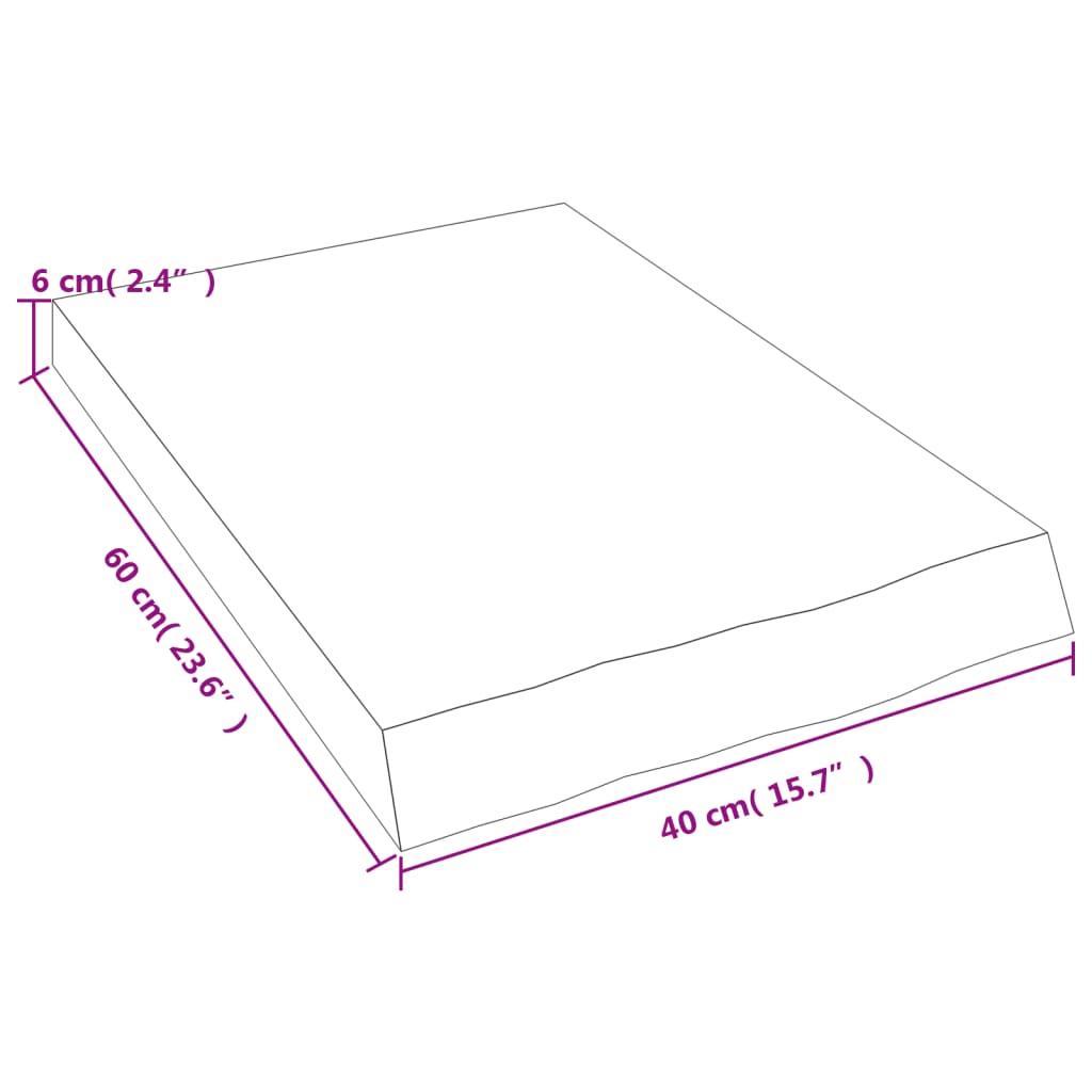 Wall shelf, dark brown, 40x60x(2–6)cm, solid oak