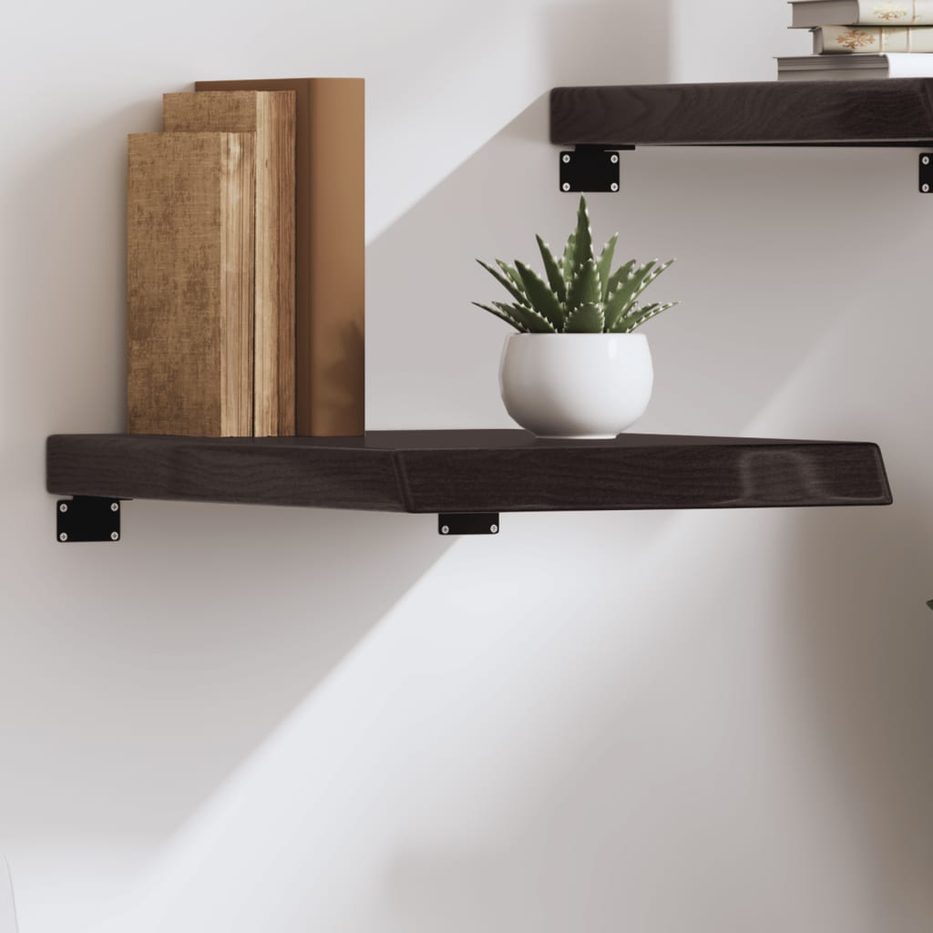 Wall shelf, dark brown, 40x60x(2–6)cm, solid oak