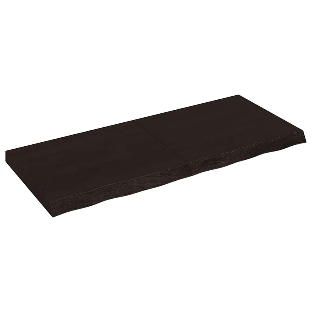 Wall shelf, dark brown, 120x50x(2-6) cm, solid oak